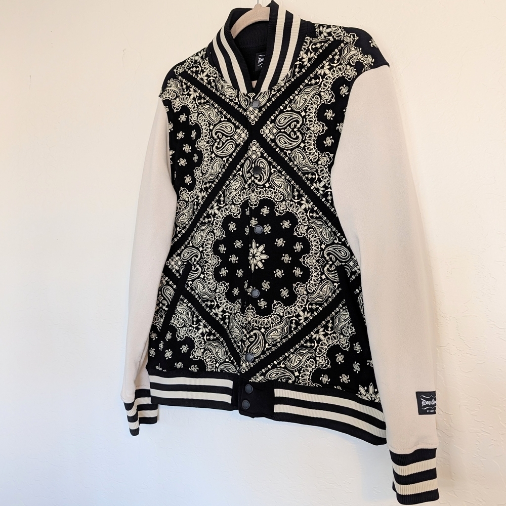 Black and White/Cream Varsity Bomber Dogg Supply Streetwear Urban Normcore